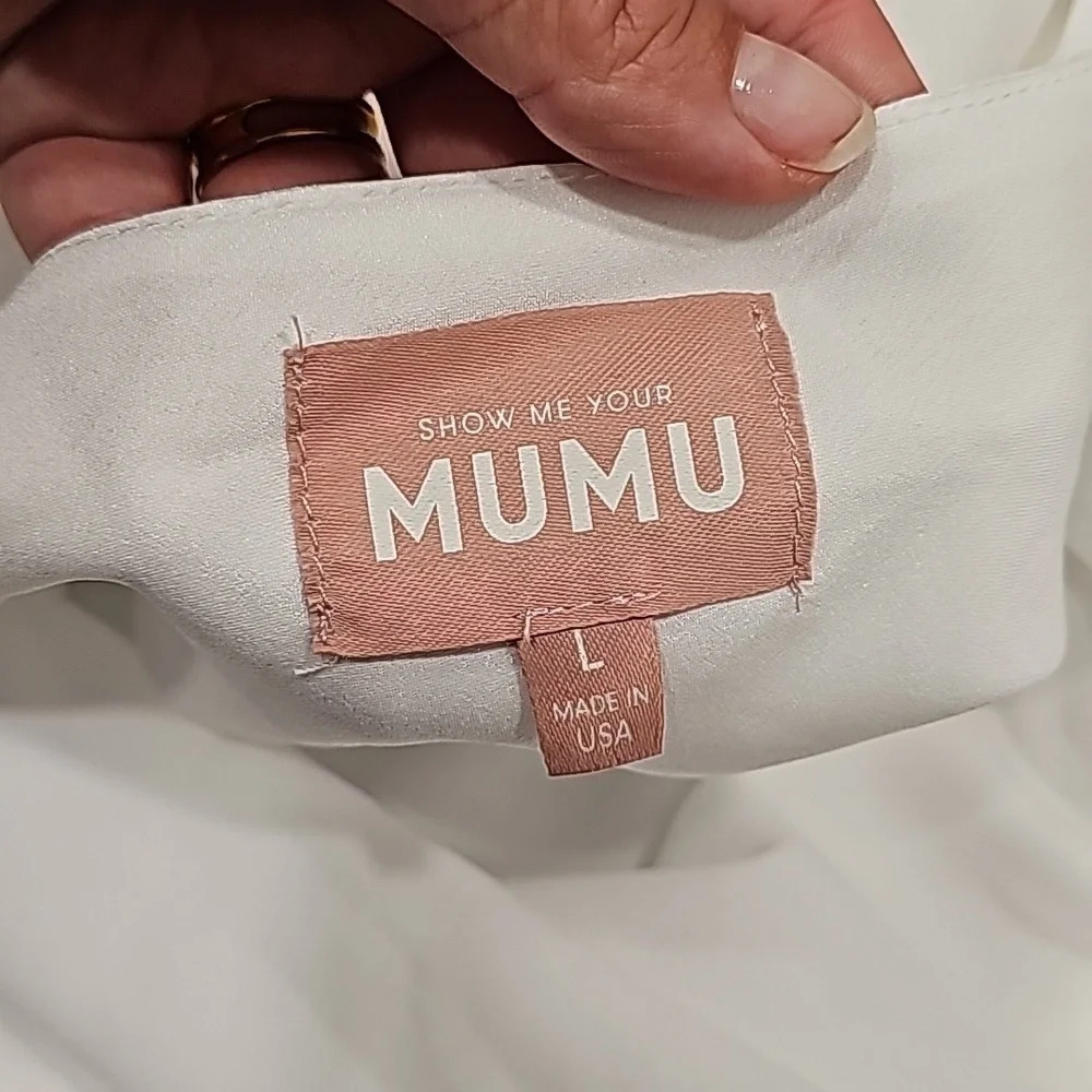 NWOT SHOW ME Your MuMu Jasmine Halter Mini Dress in Ivory Luxe Satin - Picture 10 of 13